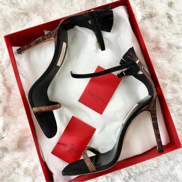 BNIB VALENTINO GLAM MASK TRIBE SUEDE CRYSTAL HEEL SANDAL SIZE Size 40 - Picture 6 of 12